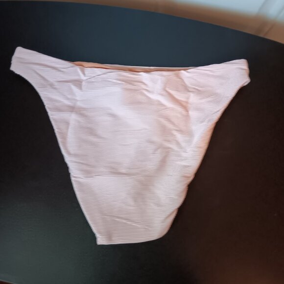 J Crew Women's Ribbed High Rise Cheeky Bikini Bottom NWT Size Medium Pink - Picture 6 of 6